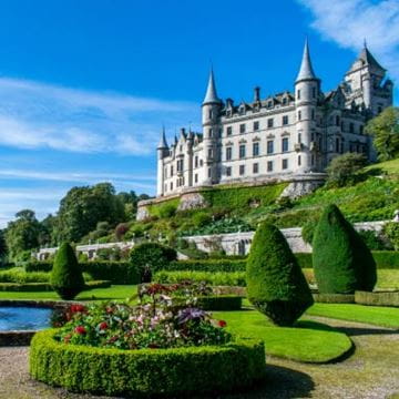Dunrobin castle on a bright sunny day