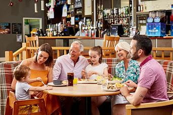 A family meal in the restaurant at Highfield Grange
