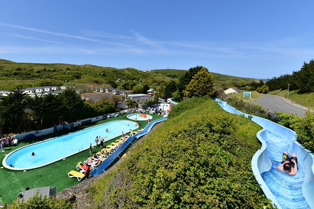 The outdoor play area at Holywell Bay Holiday Park
