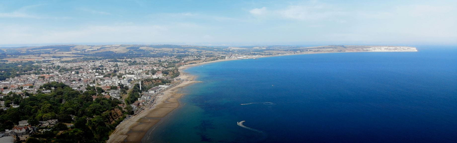 The blue sea surrounding the Isle of White coast