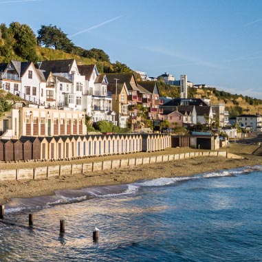 A beachside town on a sunny day