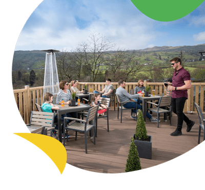 The Haybarn Inn beer garden at Limefitt Holiday Park
