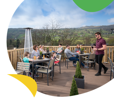 The Haybarn Inn beer garden at Limefitt Holiday Park