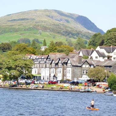 Quaint houses around a lake