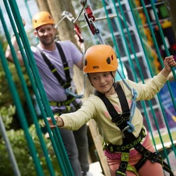 girl on bungee trampoline