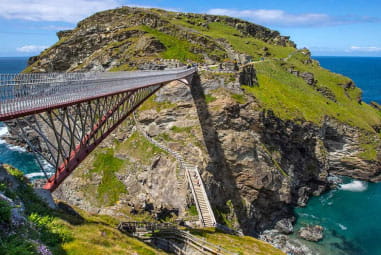 Heritage site in Cornwall, with bridge going to a small island