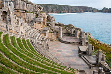 an outdoor theatre overlooking the cornish coastline