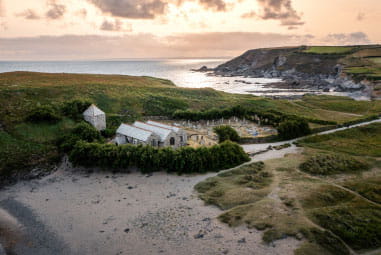 Gunwalloe beach at sunset