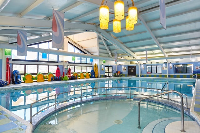 Shot of the indoor pool at Naze Marine with children's pool area
