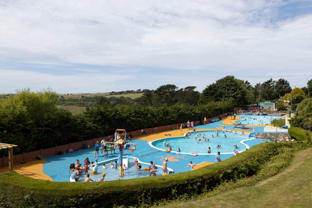 The three outdoor pools at Newquay Holiday Park