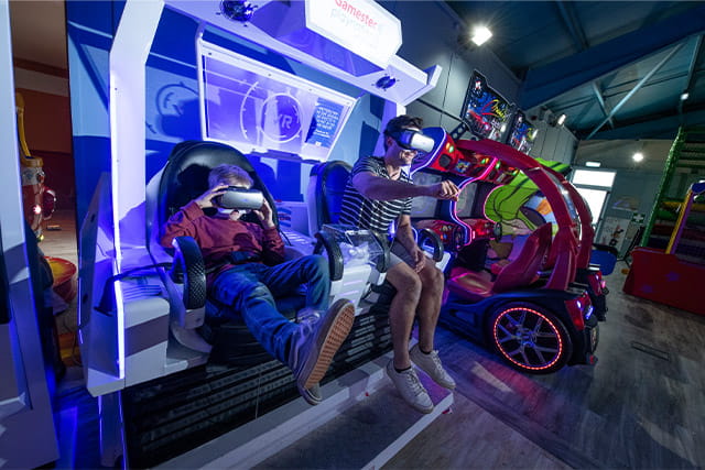 Children playing in the amusement arcades at Ocean Edge Holiday Park