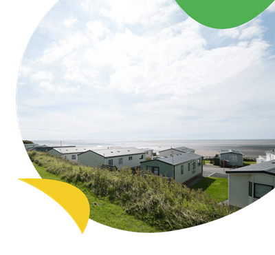 Holiday caravans looking out to sea at Ocean Edge Holiday Park