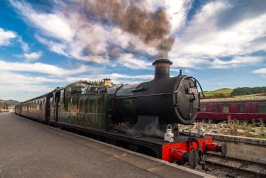 Steam train on railway track