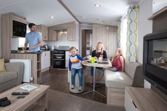 Family sat around dining table