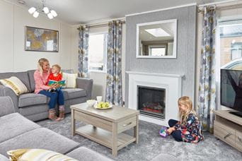 Family sat on sofa