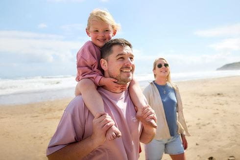 Family on beach