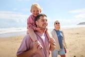 Family on beach
