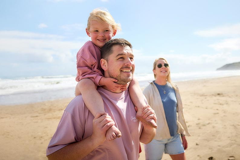 Family on beach