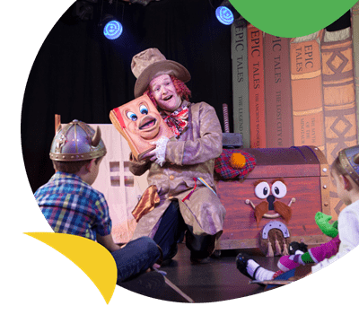 A kids entertainer with a puppet at Pendine Sands Holiday Park