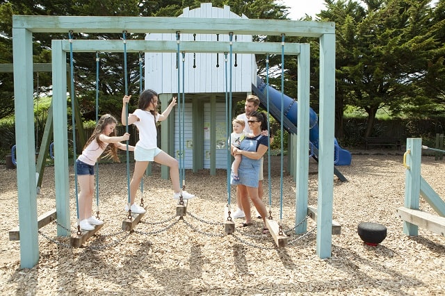 The outdoor play area at Ruda Holiday Park