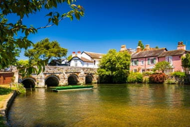 The town of Christchurch on a sunny day