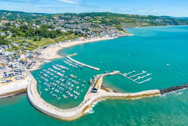 Lyme Regis bay seen from above
