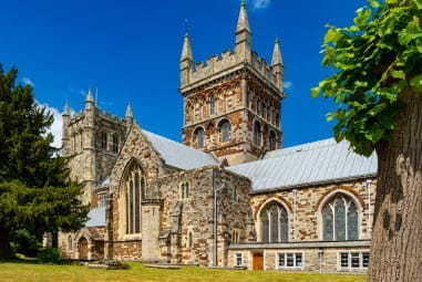 Wimbourne Minster on a sunny day