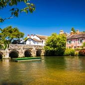 quaint town next to a river