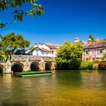 quaint town next to a river