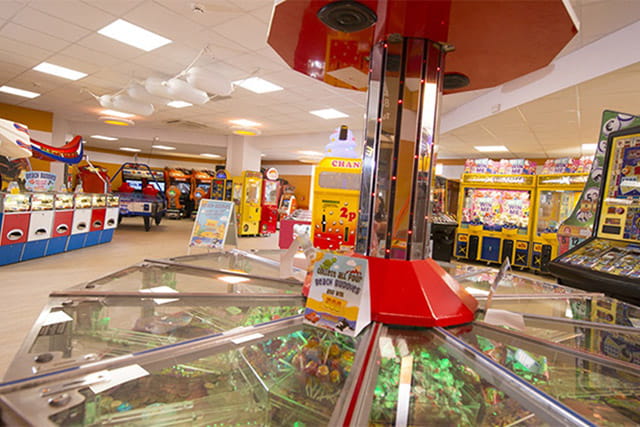 The amusement arcade at Sandy Bay Holiday Park
