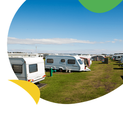 Touring caravans pitched up at caravans at Sandylands Holiday Park