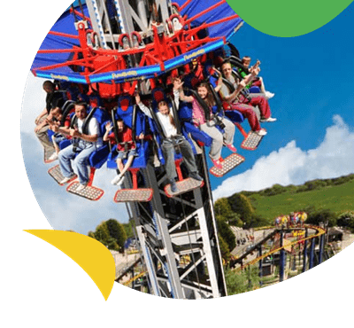A thrilling ride at Flambards Theme Park near Sea Acres Holiday Park