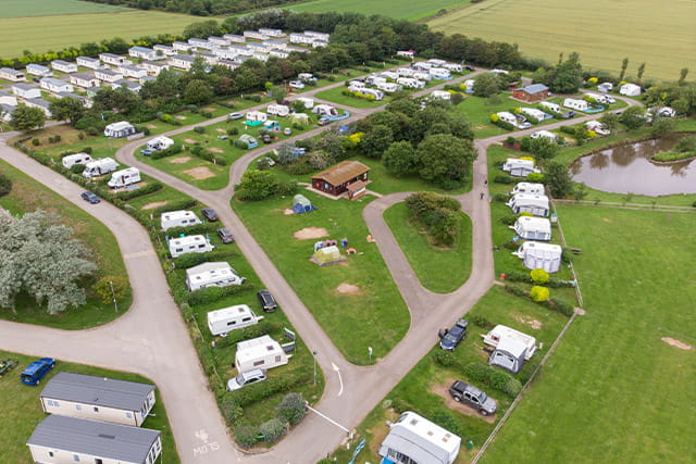 An aerial view of Skipsea Sands Holiday Park