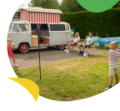 A family and their touring campervan at Southview Holiday Park