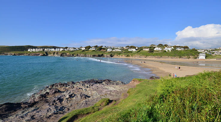 Scenic view from coastal path of St Minver on sunny day