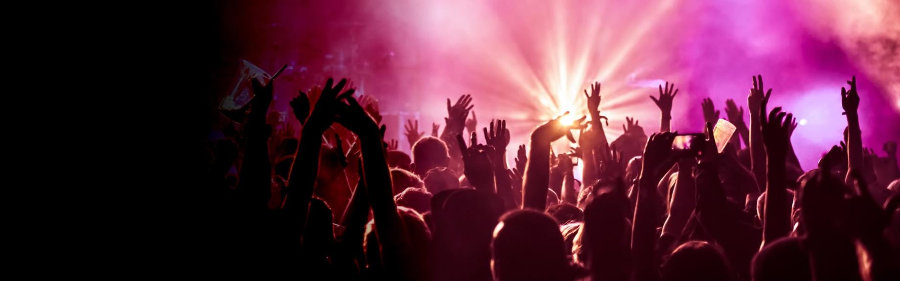Group of people at festival with hands in the air