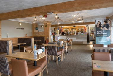 Empty shot of a booth in the boathouse bar and restaurant 