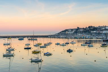 beautiful harbour at sunset