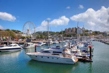 Torquay harbor with sailboats