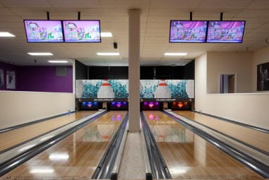 two bowling lanes at the bowling alley