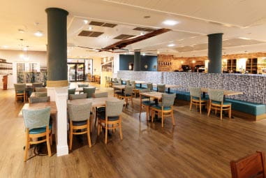 the interior of the boathouse bar and restaurant