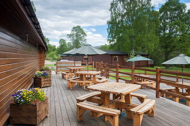 The restaurant patio at Tummel Valley holiday park