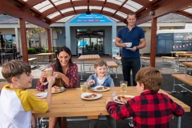 Family eating a meal at a restaurant
