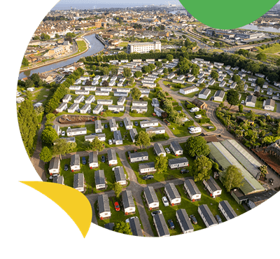 Aerial view over Vauxhall Holiday Park in Great Yarmouth