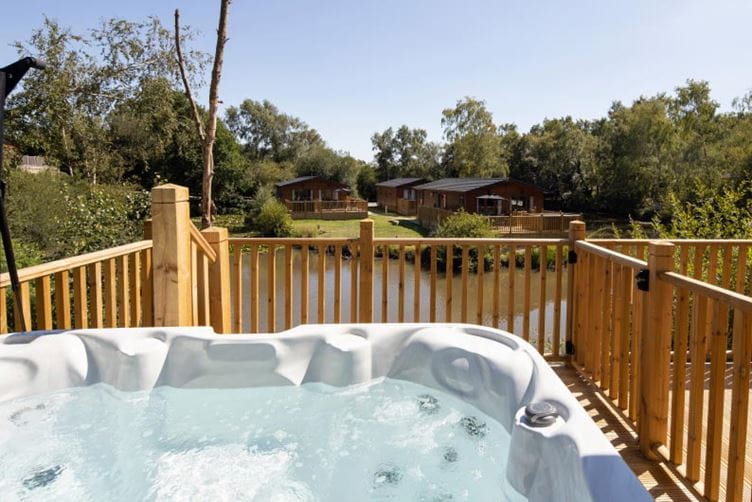 a hot tub looking over the park