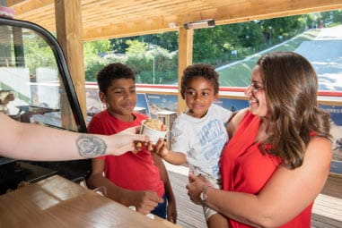 a family being served at the cafe
