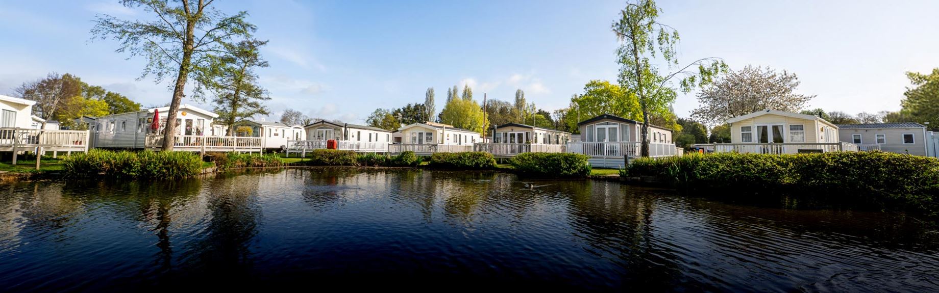 Caravans by a lake