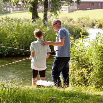 a father and son fishing