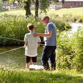 a father and son fishing