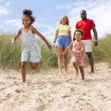 family on beach